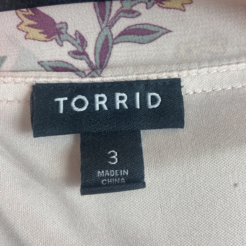 Torrid Blush Pink Floral Chiffon Tiered Babydoll Blouse - Picture 9 of 9
